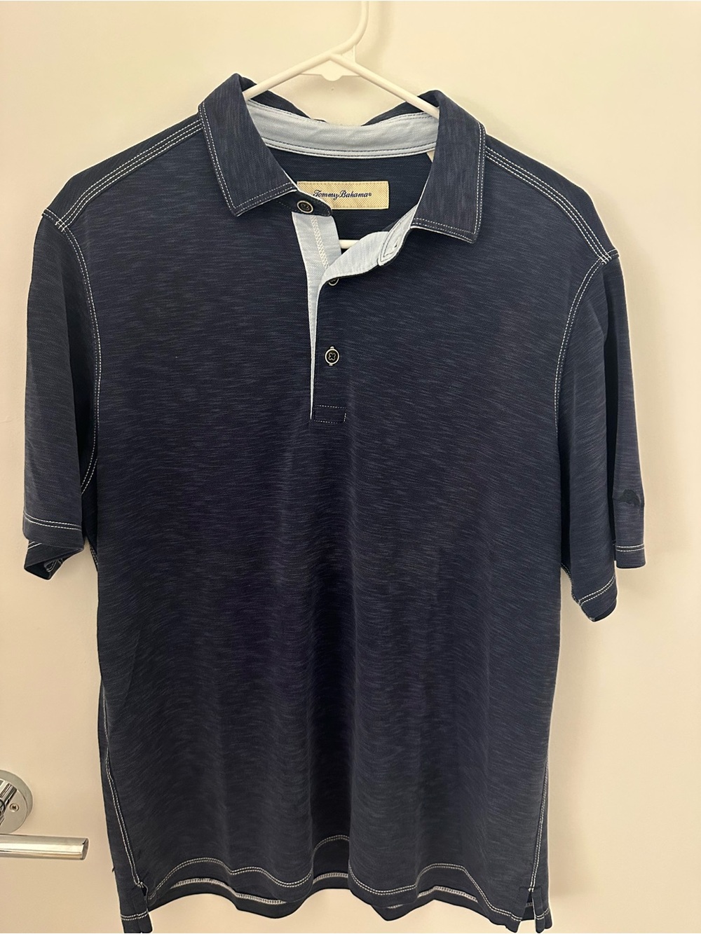 Tommy Bahama Navy Polo with Light Contrast Placket